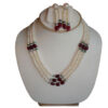 Three Line Pearls with Avize Combination Necklace Set